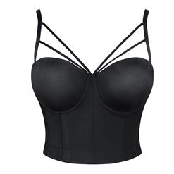 Sexy Pure Black Bra Top, B Cup Bustier Bra, B Cup Bustier Bra for Women, Sexy Black Clubwear BraCrop Top, Gothic Black Crop Top, #N18720