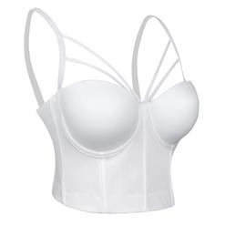 Sexy White Strappy Padded Underwire B Cup Bustier Bra Clubwear Crop Top N18721