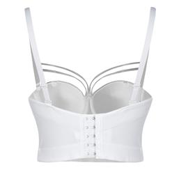 Sexy White Strappy Padded Underwire B Cup Bustier Bra Clubwear Crop Top N18721