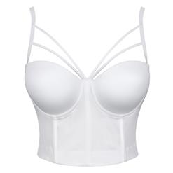 Sexy Pure White Bra Top, B Cup Bustier Bra, B Cup Bustier Bra for Women, Sexy White Clubwear BraCrop Top, Gothic White Crop Top, #N18721