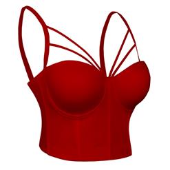 Hot Red Strappy Padded Underwire B Cup Bustier Bra Clubwear Crop Top N18722