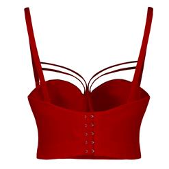 Hot Red Strappy Padded Underwire B Cup Bustier Bra Clubwear Crop Top N18722