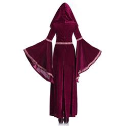 Noble Medieval Vampire Blood Red Velvet Dress Adult Halloween Masquerade Costume N18956