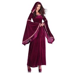 Noble Medieval Vampire Blood Red Velvet Dress Adult Halloween Masquerade Costume N18956