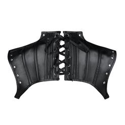 Steampunk Black High Neck Cap Sleeve Rivet Corset Shrug with Buckles N19070