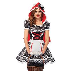 Little Red Riding Hood Costume, Sexy Women's Red Riding Hood Costume, Sexy Women's Halloween Costume, Sexy Adult Halloween Costume, Sexy French Maid Mini Dress Costume, French Maid Anime Cosplay Costume, #N19110