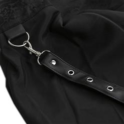 Victorian Gothic Multi-layered Asymmetrical Hemline High Waist Skirt PU Leather Pocket Belt N19281