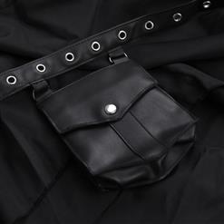 Victorian Gothic Multi-layered Asymmetrical Hemline High Waist Skirt PU Leather Pocket Belt N19281