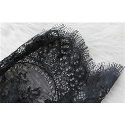 Sexy Black See-through Floral Lace Long Sleeve Self-tying Thin Crop Top Underwear N19336