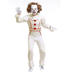 Men's Horror Clown Movie Circus Party Scary Halloween Adult Cosplay Costume N19398