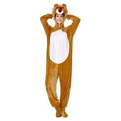 Unisex Funny Lion Furry Animal Circus Bodysuit Cosplay Pajamas Halloween Costume N19426