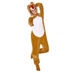 Unisex Funny Lion Furry Animal Circus Bodysuit Cosplay Pajamas Halloween Costume N19426