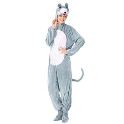 Unisex Funny Gray Mouse Animal Circus Bodysuit Cosplay Pajamas Halloween Costume N19427