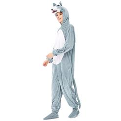 Unisex Funny Gray Mouse Animal Circus Bodysuit Cosplay Pajamas Halloween Costume N19427