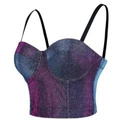 Sexy Punk Metallic Glitter Padded Underwire B Cup Bustier Bra Clubwear Crop Top N19963