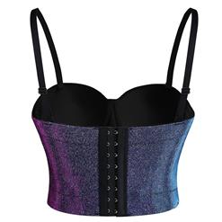 Sexy Punk Metallic Glitter Padded Underwire B Cup Bustier Bra Clubwear Crop Top N19963