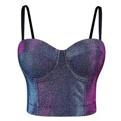 Sexy Punk Metallic Glitter Padded Underwire B Cup Bustier Bra Clubwear Crop Top N19963