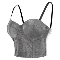 Sexy Punk Metallic Glitter Padded Underwire B Cup Bustier Bra Clubwear Crop Top N19965