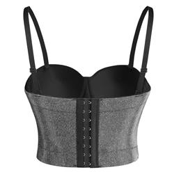 Sexy Punk Metallic Glitter Padded Underwire B Cup Bustier Bra Clubwear Crop Top N19965