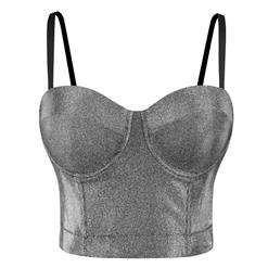 Sexy Punk Metallic Glitter Padded Underwire B Cup Bustier Bra Clubwear Crop Top N19965