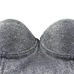 Sexy Punk Metallic Glitter Padded Underwire B Cup Bustier Bra Clubwear Crop Top N19965