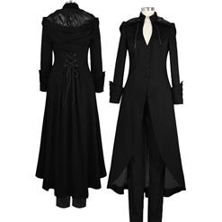 Victorian Gothic Vampire Frock Coat Medieval Renaissance Hoods Lace-up Costume N19981