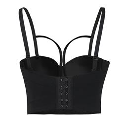 Sexy Black Matt Spaghetti Straps Bustier Clubwear Bra Crop Top N20067