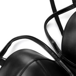 Sexy Black Matt Spaghetti Straps Bustier Clubwear Bra Crop Top N20067