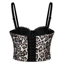 Sexy Leopard Spaghetti Straps Velour Padded B Cup Bustier Bra Clubwear Crop Top N20097