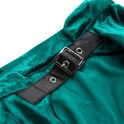 Medieval Victorian Gothic Green Velvet Stand Collar Long Layered Sleeve Shrug Bolero N20160
