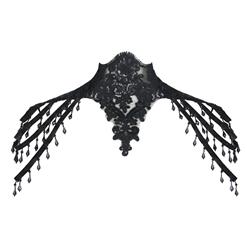 Victorian Gothic Black Lace High Neck Shoulder Chain Cape Corset Shrug N20218