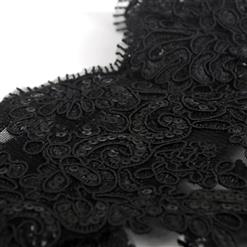 Victorian Gothic Black Lace High Neck Shoulder Chain Cape Corset Shrug N20218