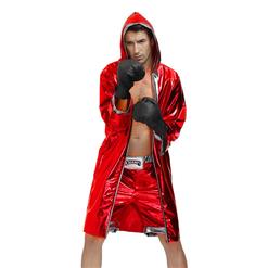 Men's Red World Champion Boxing Clothing Cloak And Shorts Adult Cosplay Costume N20495