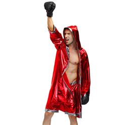 Men's Red World Champion Boxing Clothing Cloak And Shorts Adult Cosplay Costume N20495