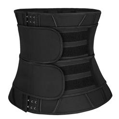 Unisex Black Neoprene Velcro Sports Waist Trainers Gym Steel Bones Body Shaper Belt N20540