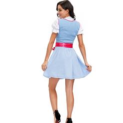 3PCs Women's Bavarian Beer Girl Cosplay Blue Dress Adult Oktoberfest Costume N20590