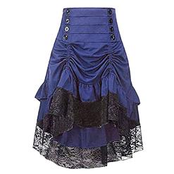 Gothic Party Brown High-low Skirt, High Wiat Button Skirt for Women, Gothic Cosplay High-low Skirt, Halloween Costume Skirt, Plus Size Skirt, Vintage Gothic Pirate Costume, #N20863