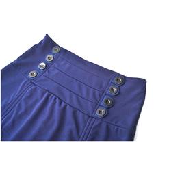 Vintage Gothic Blue High Waist Button Lace Trim Ruffled High-low Skirt N20863