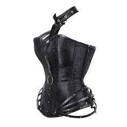 Steampunk Gothic Black Halterneck Strapless Steel Boned Rivet Outerwear Corset N20888