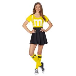Fashion Spirit Halloween Adult Yellow M&M's Kit With Suspenders Skirt Cosplay Costume N20985