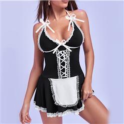 Sexy Black & White French Maid Temptation Babydoll Nightwear Lingerie Set Cosplay Costume N21005