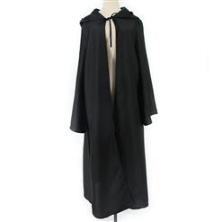 Punk Style Black Hooded Long Sleeves Maxi Cloak Cosplay Party Costume Accessories N21777