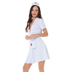 3pcs Sexy Nurse Uniform Deep V Neck Adult Cosplay Mini Dress Temptation Lingerie Costume N21817