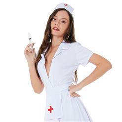 3pcs Sexy Nurse Uniform Deep V Neck Adult Cosplay Mini Dress Temptation Lingerie Costume N21817