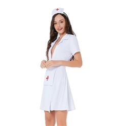 3pcs Sexy Nurse Uniform Deep V Neck Adult Cosplay Mini Dress Temptation Lingerie Costume N21817