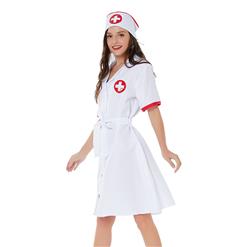 3pcs Sexy Nurse Uniform Belted Gown Adult Cosplay Mini Dress Sex Robe Lingerie Costume N21818