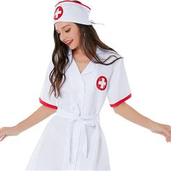 3pcs Sexy Nurse Uniform Belted Gown Adult Cosplay Mini Dress Sex Robe Lingerie Costume N21818