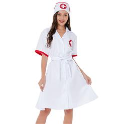 3pcs Sexy Nurse Uniform Belted Gown Adult Cosplay Mini Dress Sex Robe Lingerie Costume N21818