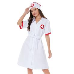 3pcs Sexy Nurse Uniform Belted Gown Adult Cosplay Mini Dress Sex Robe Lingerie Costume N21818