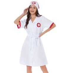 3pcs Sexy Nurse Uniform Belted Gown Adult Cosplay Mini Dress Sex Robe Lingerie Costume N21818